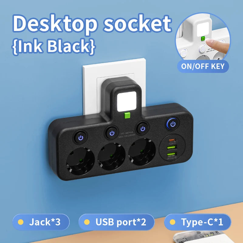Multiprise Murale Compacte 4 Prises + USB/USB-C