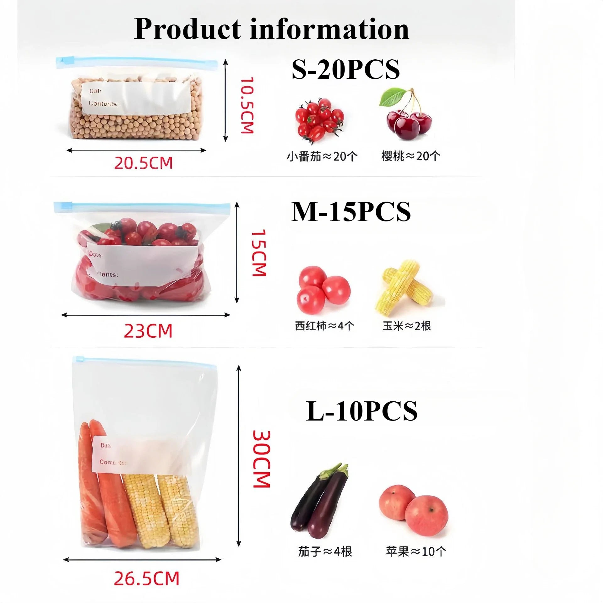 Sacs Zip Réutilisables 45pcs — Conservation & Rangement