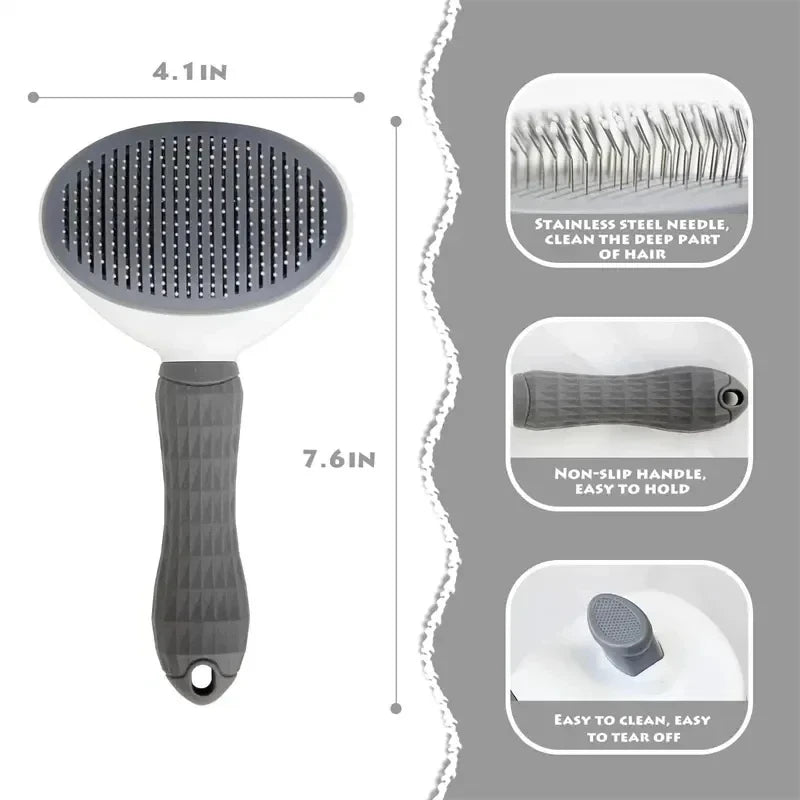 Brosse Auto-Nettoyante Silicone — Chien & Chat Poils Courts/Longs