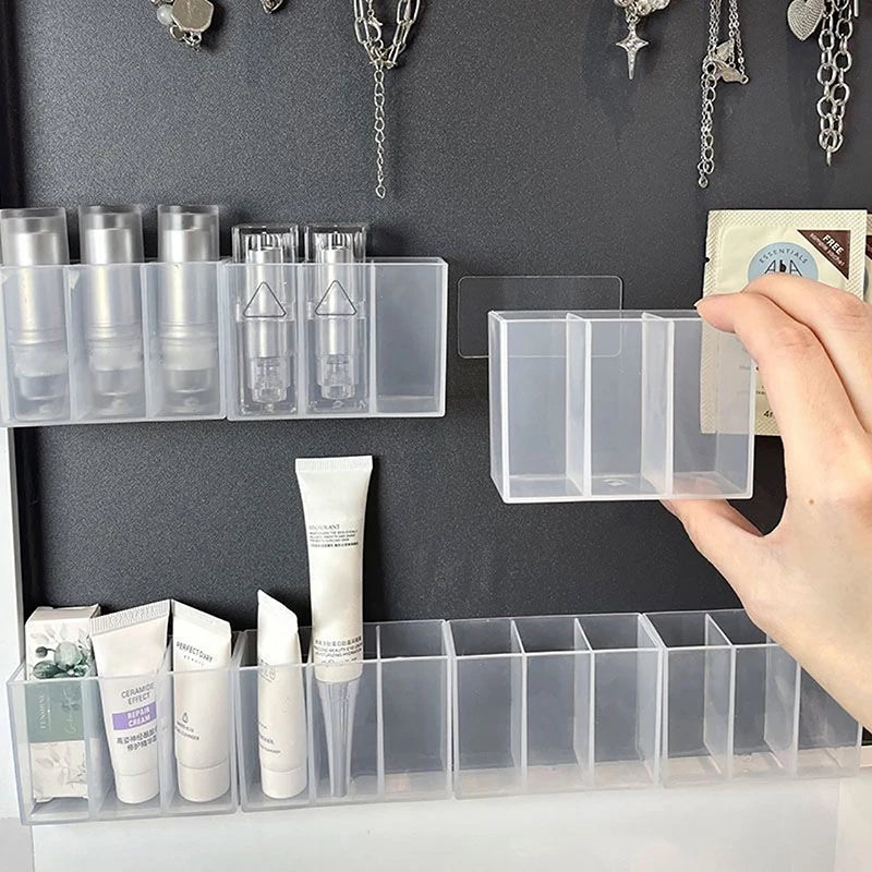 Organisateur Mural 3 Grilles Miroir — Rangement Cosmétiques Sans Perçage