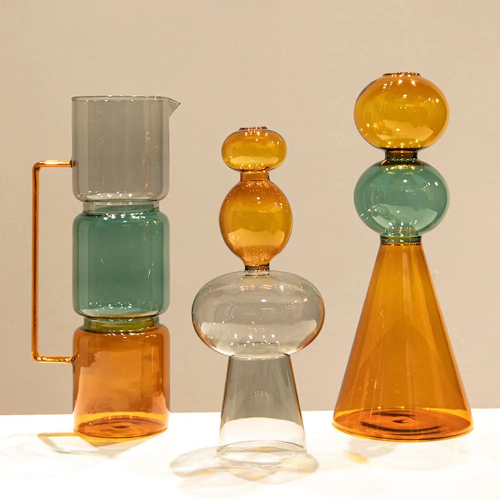 Vase en Verre Coloré Double Couche — Design Minimaliste