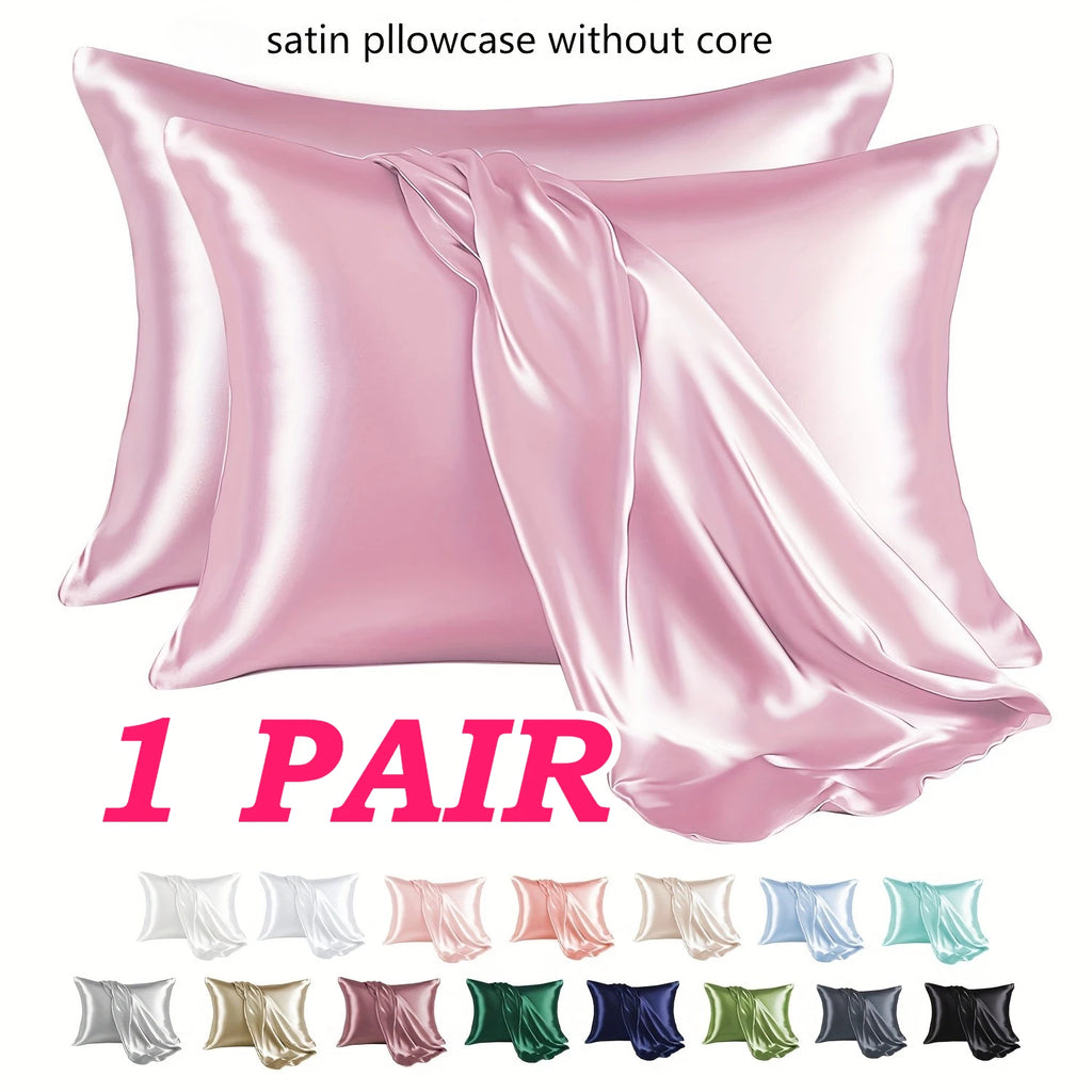 Taie d'Oreiller Satin Paire x2 — Anti-Allergie Fermeture Enveloppe
