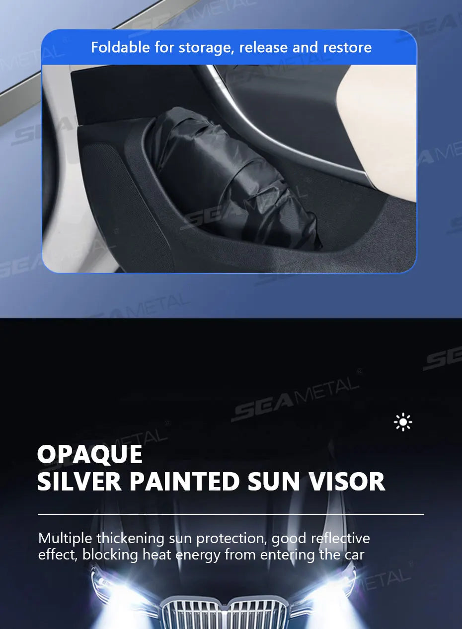 Pare-Soleil SEAMETAL Voiture — Protection UV Pliable Taille S/L
