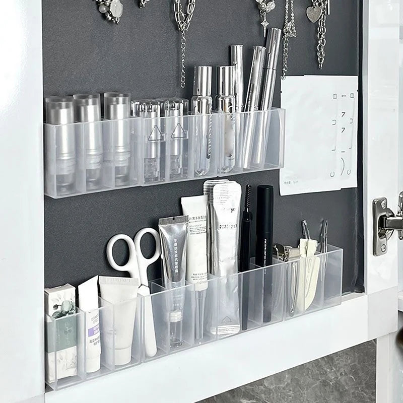 Organisateur Mural 3 Grilles Miroir — Rangement Cosmétiques Sans Perçage