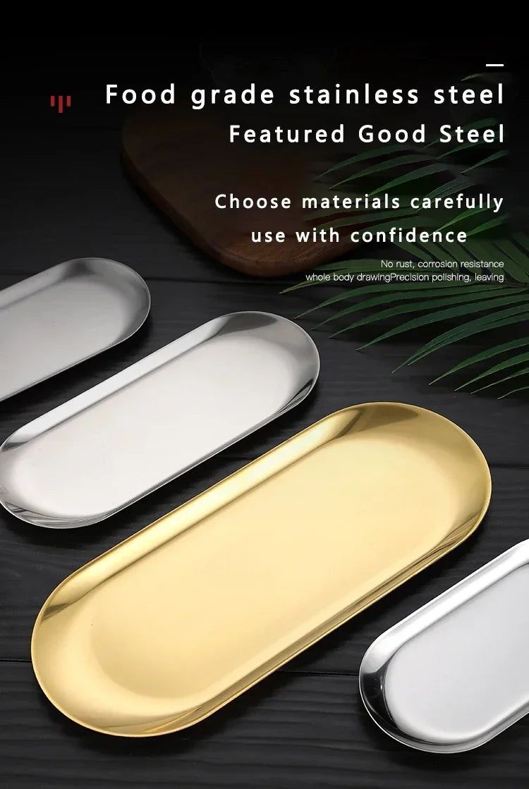 Plateau Inox Doré ou Argenté — Cuisine & Décoration