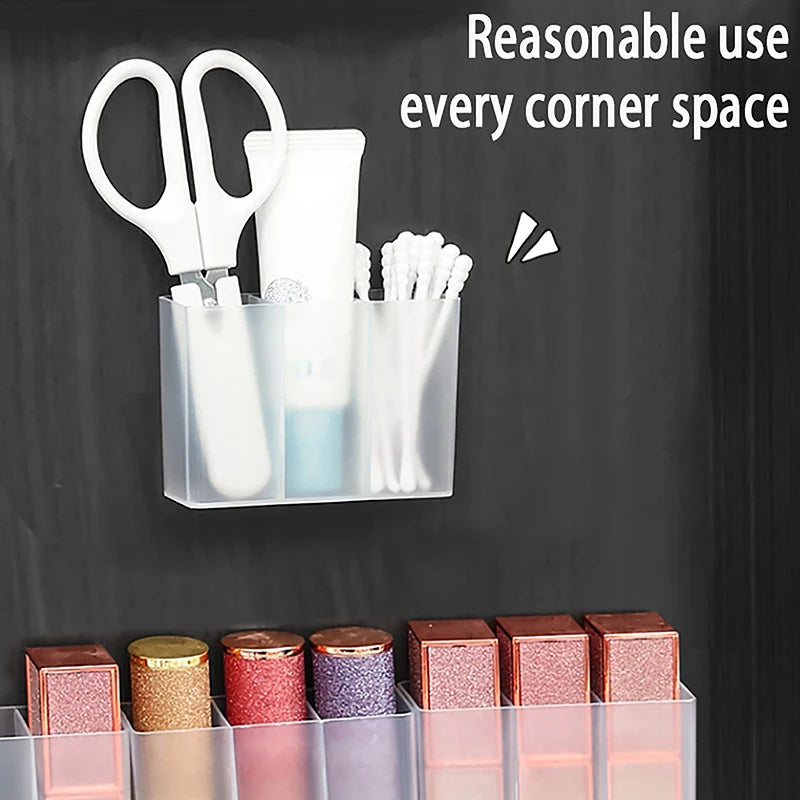 Organisateur Mural 3 Grilles Miroir — Rangement Cosmétiques Sans Perçage