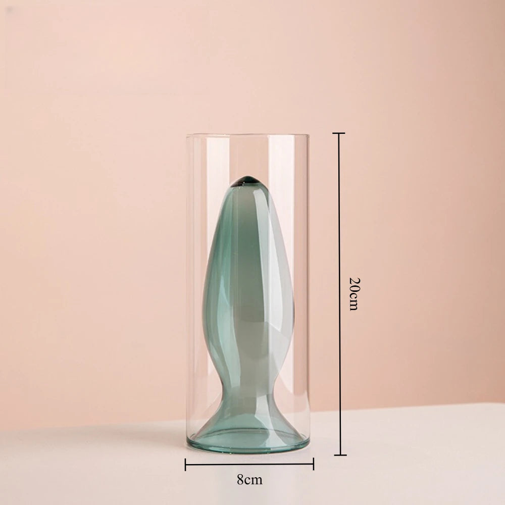 Vase en Verre Coloré Double Couche — Design Minimaliste