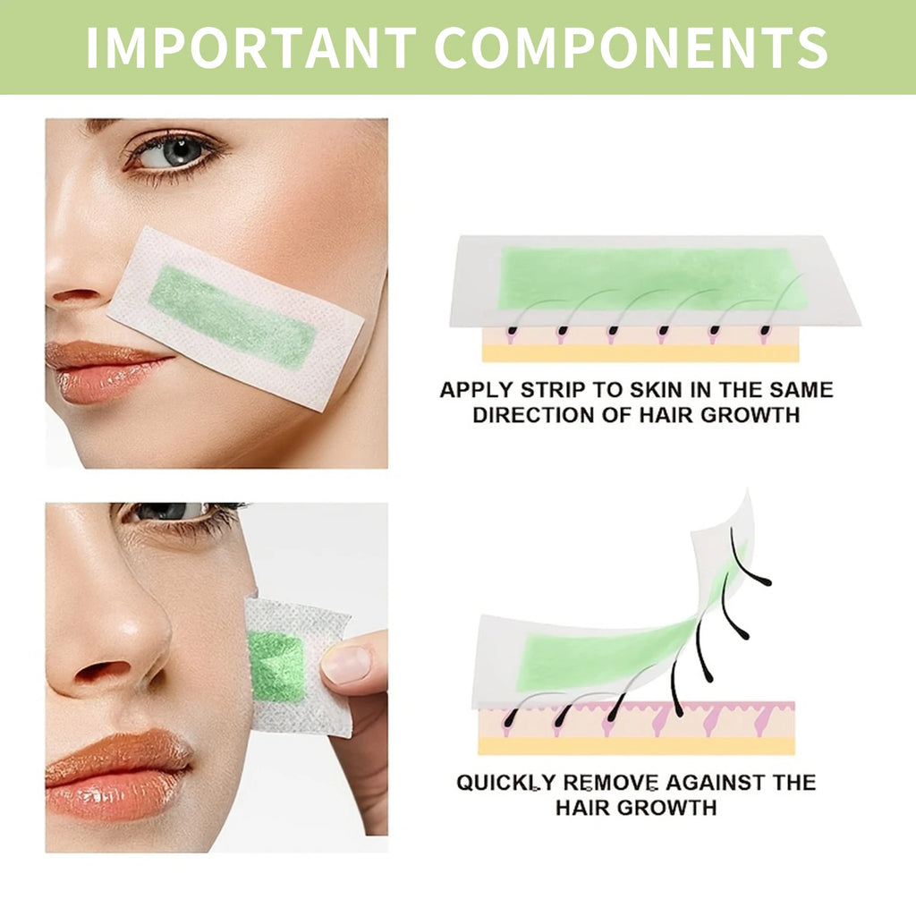 Bandes de Cire Épilation — Sans Douleur, Visage & Corps