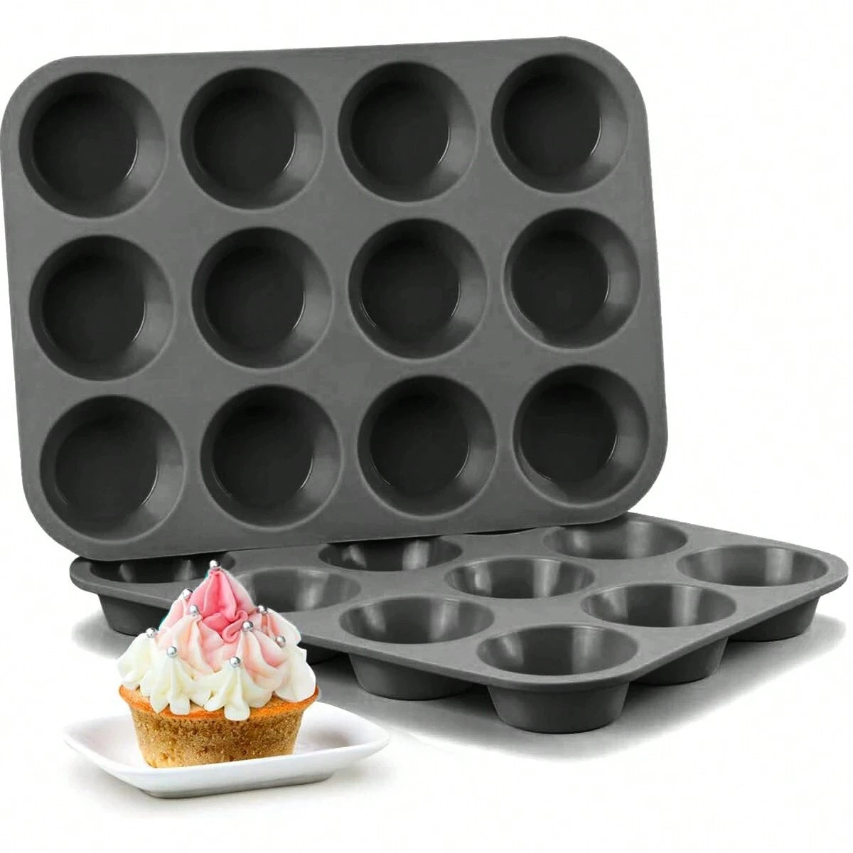 Moule Silicone 12 Cavités — Muffins, Cupcakes & Chocolats