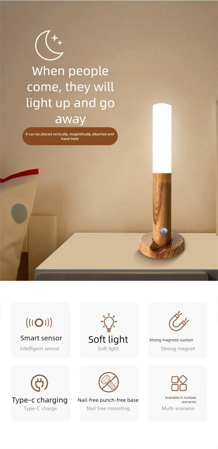 Veilleuse LED USB Rechargeable Magnétique Détecteur
