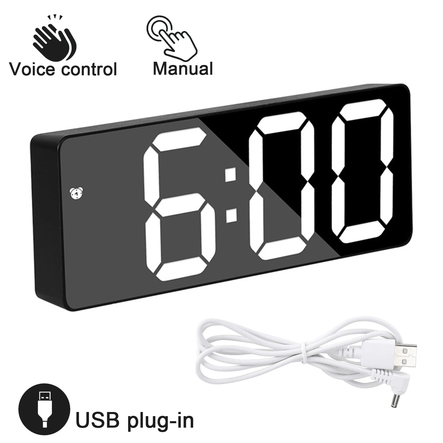 Réveil Digital LED Auto-Dim Température — Chambre