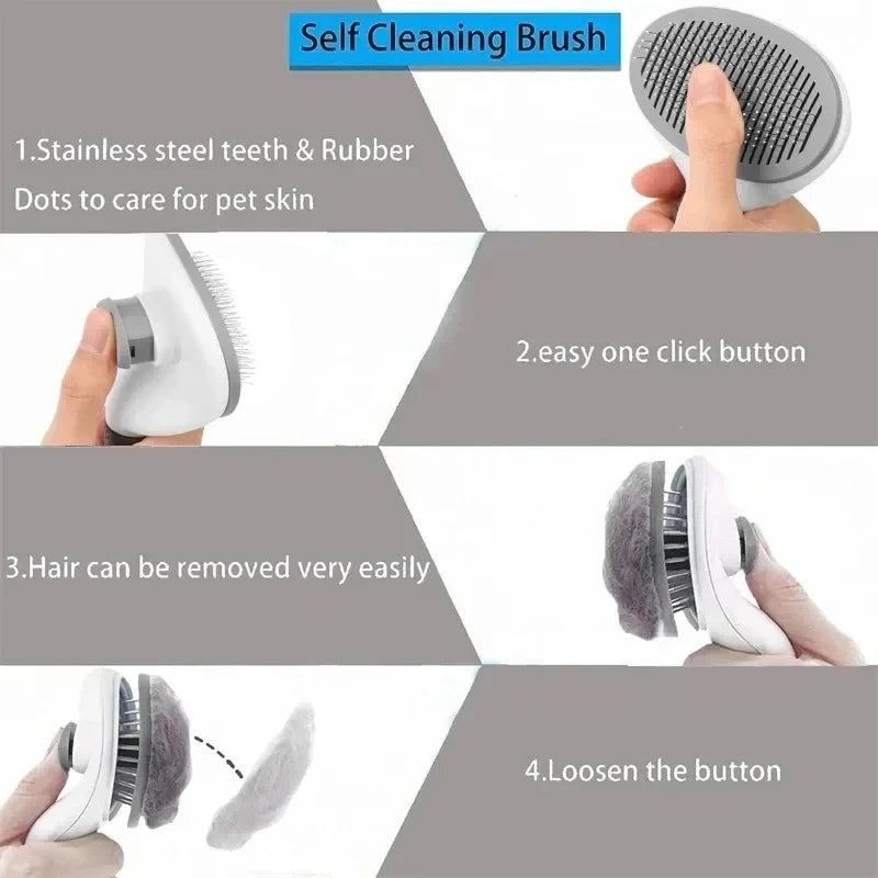 Brosse Auto-Nettoyante Silicone — Chien & Chat Poils Courts/Longs