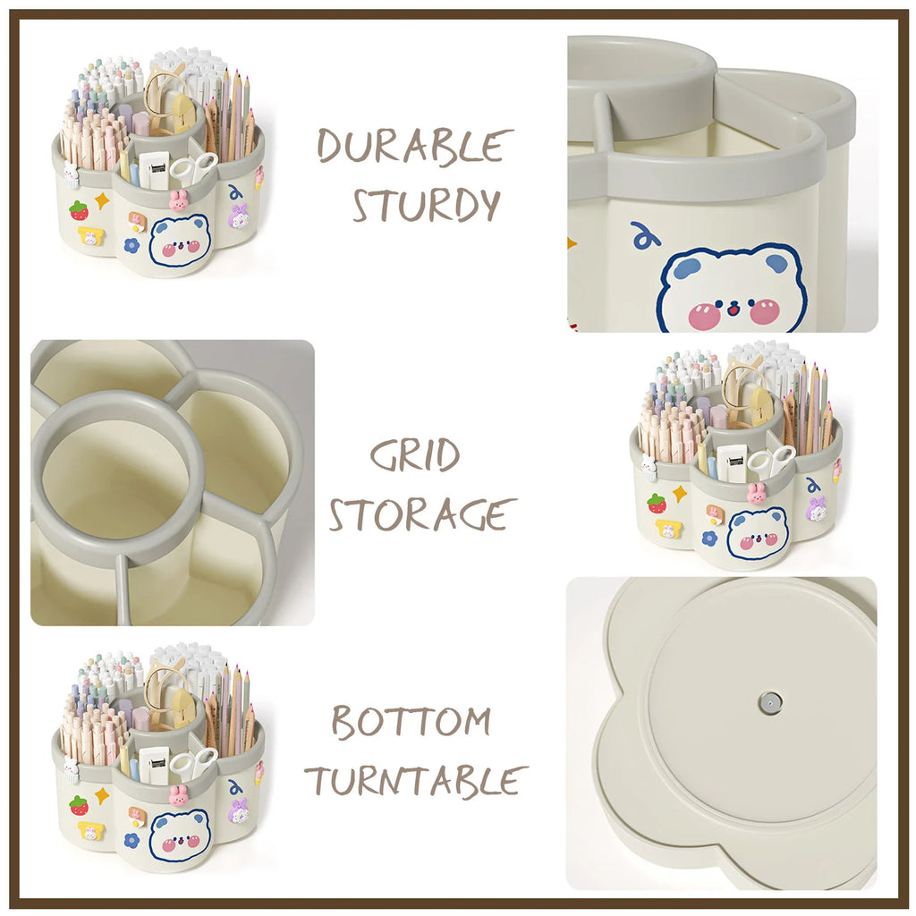 Porte-stylos Rotatif 360° Grande Capacité Bureau
