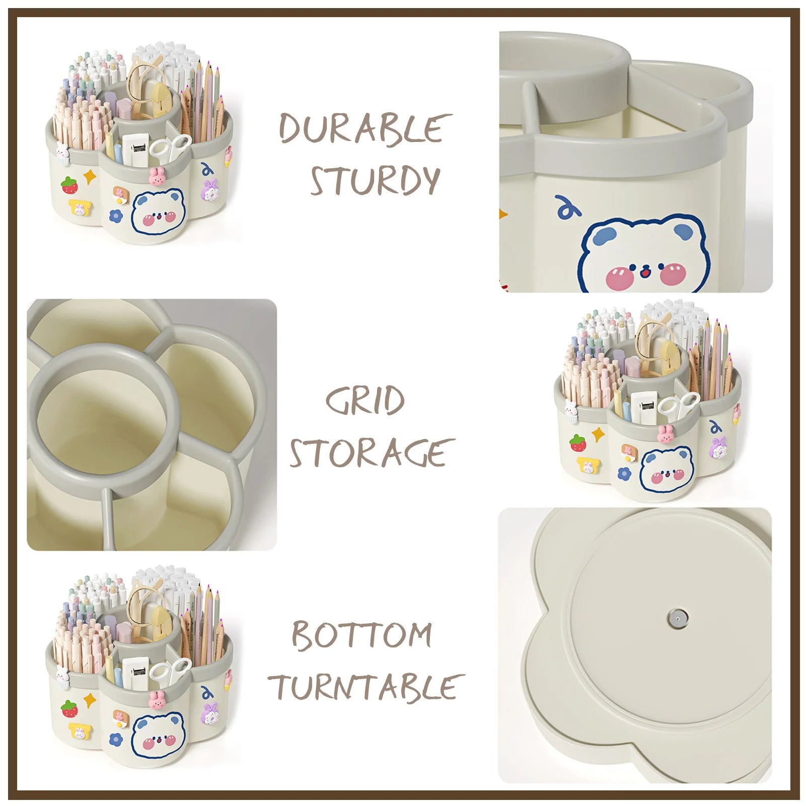Porte-stylos Rotatif 360° Grande Capacité Bureau