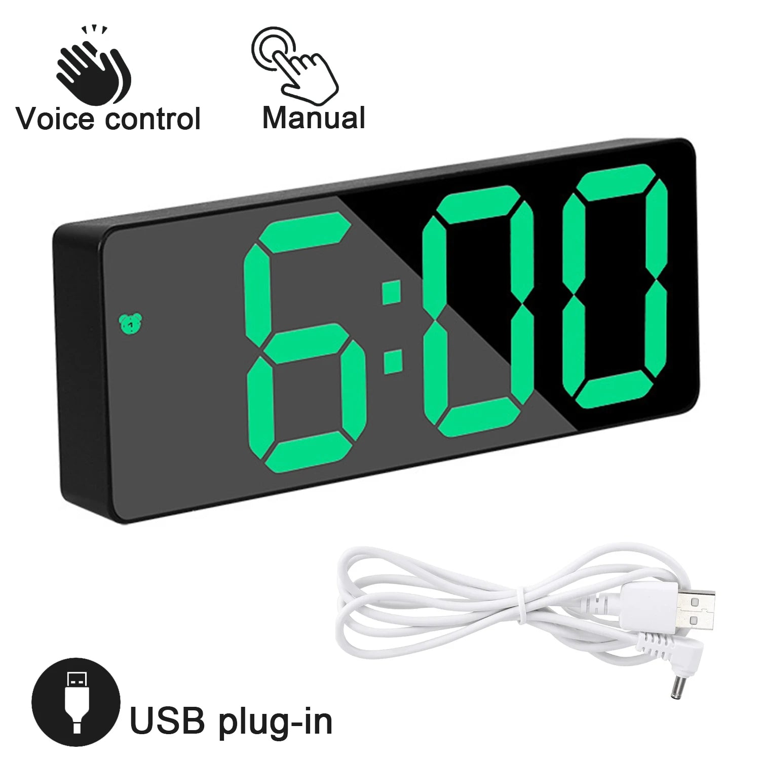 Réveil Digital LED Auto-Dim Température — Chambre