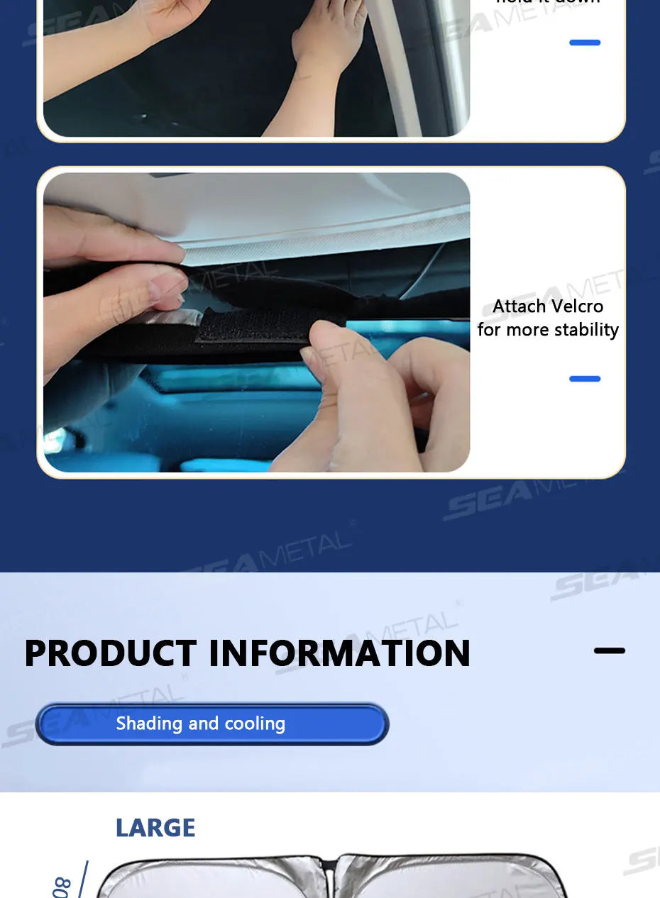 Pare-Soleil SEAMETAL Voiture — Protection UV Pliable Taille S/L