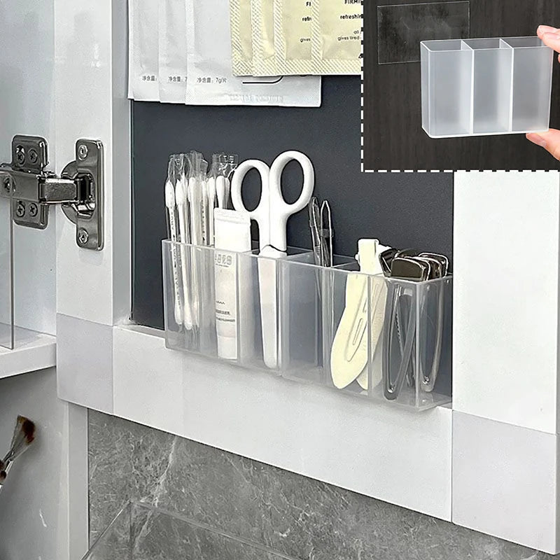Organisateur Mural 3 Grilles Miroir — Rangement Cosmétiques Sans Perçage