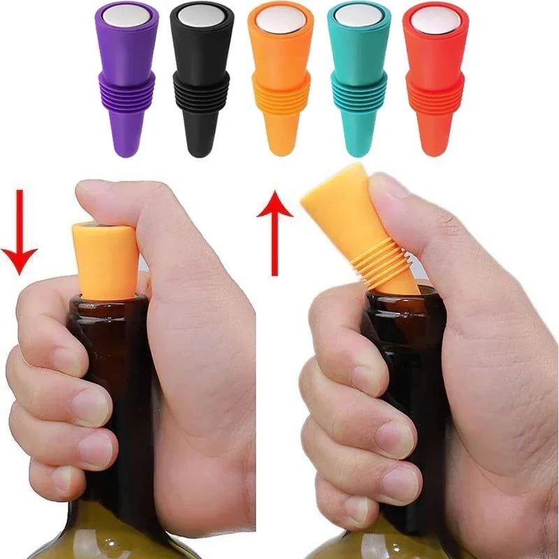 Bouchon Silicone Push Réutilisable — Vin, Bière & Champagne