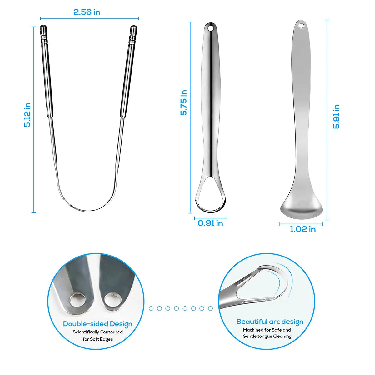 Gratte-langue inox — Hygiène bucco-dentaire, réutilisable
