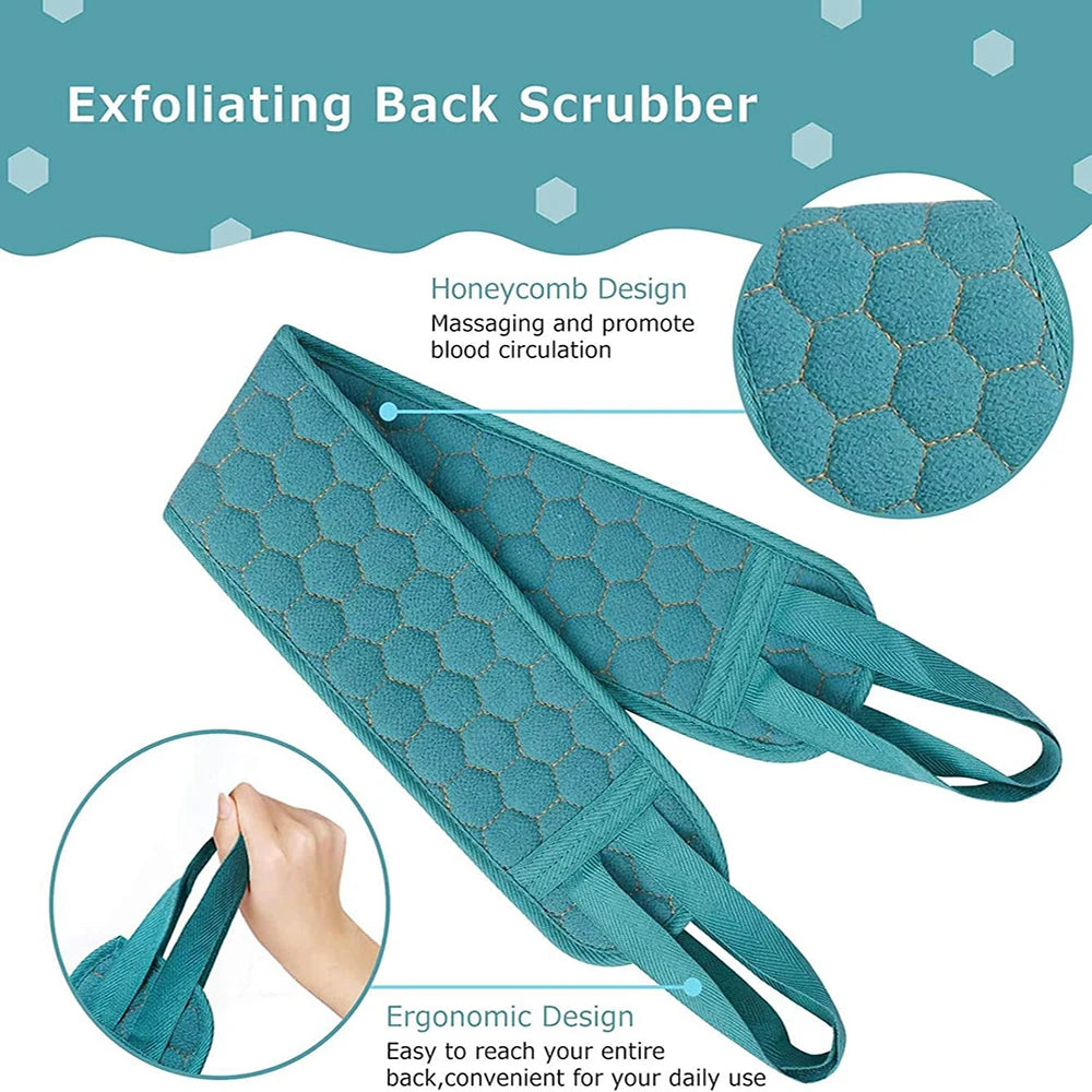 Kit exfoliant douche 3 en 1 — Sangle dos, gant & éponge loofah