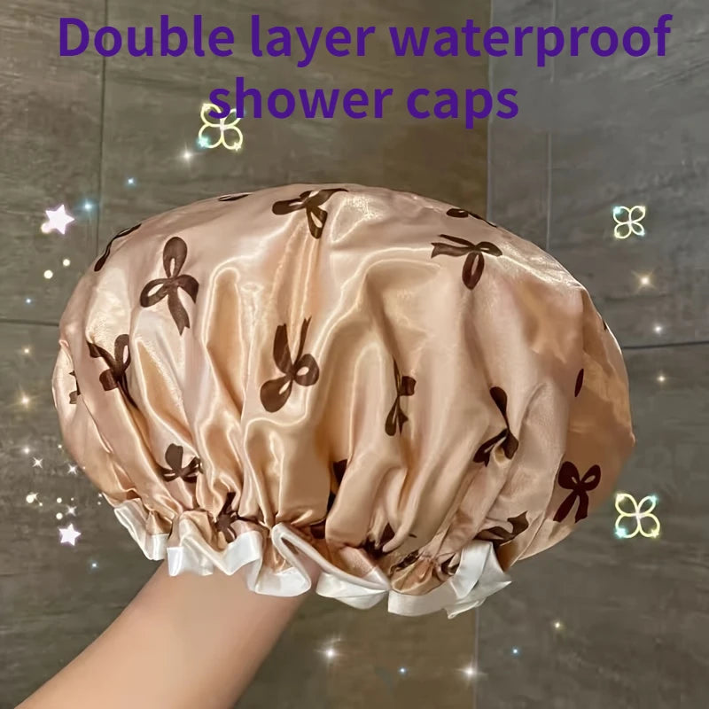 Bonnet de Douche Double Couche Imperméable — Motifs Colorés