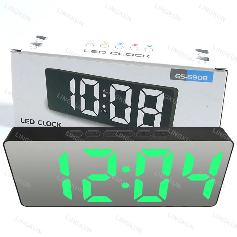 Réveil Digital LED Miroir — Chambre Bureau
