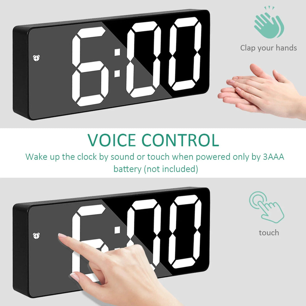 Réveil Digital LED Auto-Dim Température — Chambre