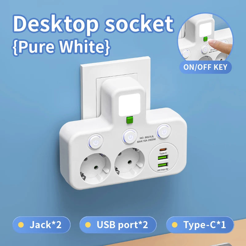 Multiprise Murale Compacte 4 Prises + USB/USB-C