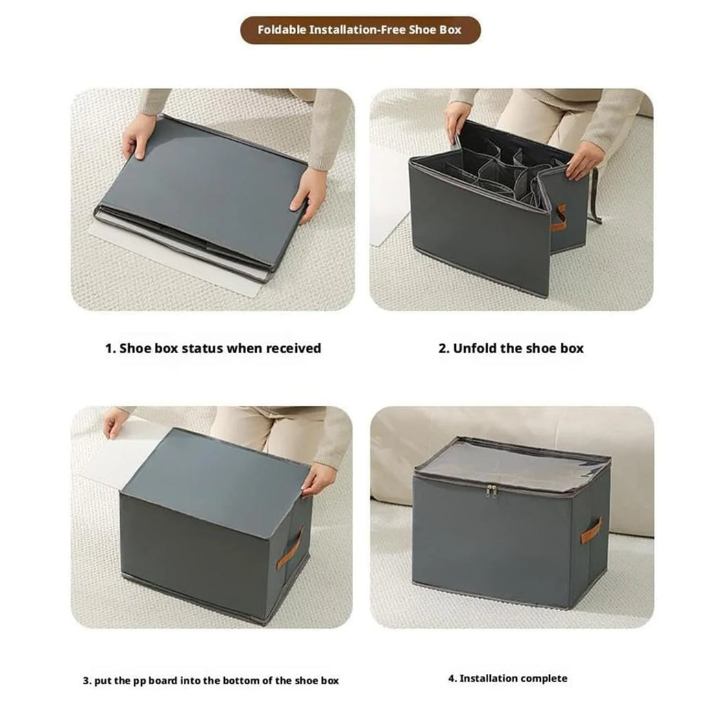 Boîtes à Chaussures Tissu Pliables avec Fenêtre