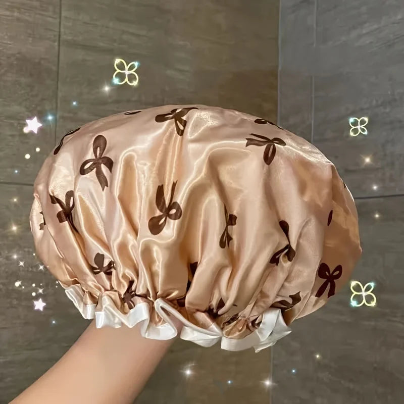 Bonnet de Douche Double Couche Imperméable — Motifs Colorés