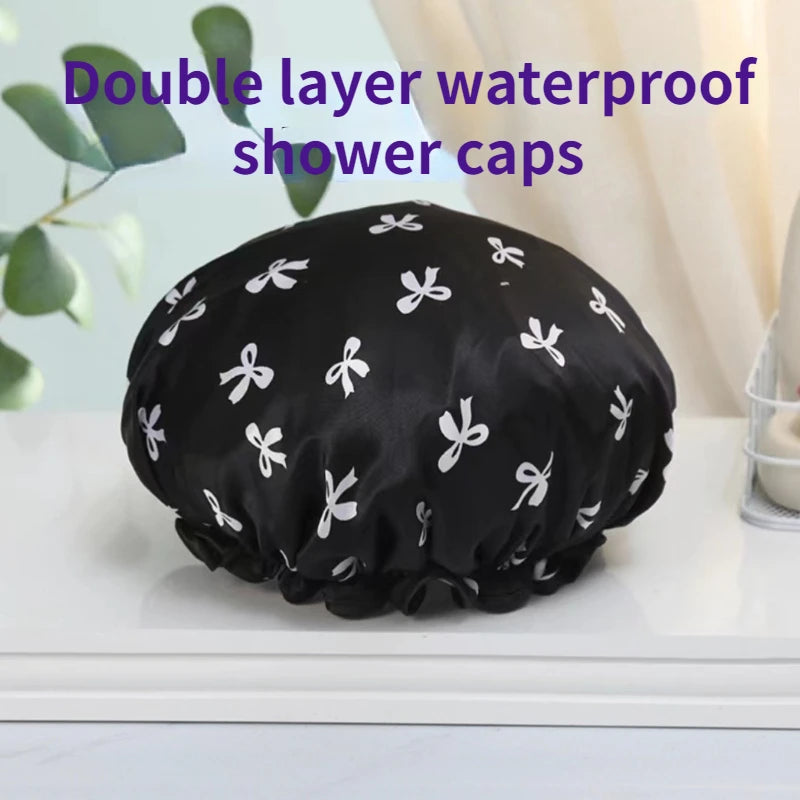 Bonnet de Douche Double Couche Imperméable — Motifs Colorés