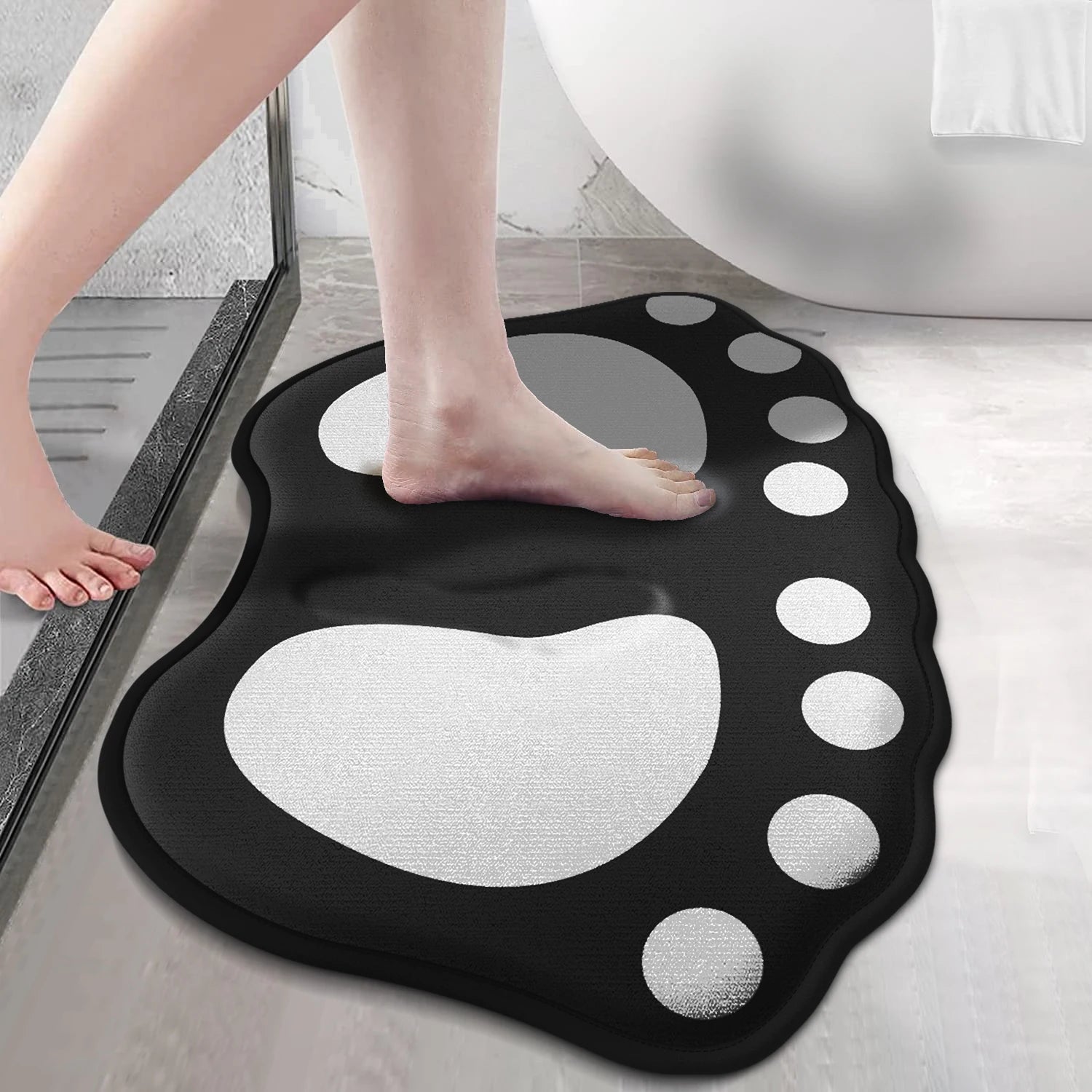 Tapis de Bain Antidérapant — Motif Patte, Absorbant