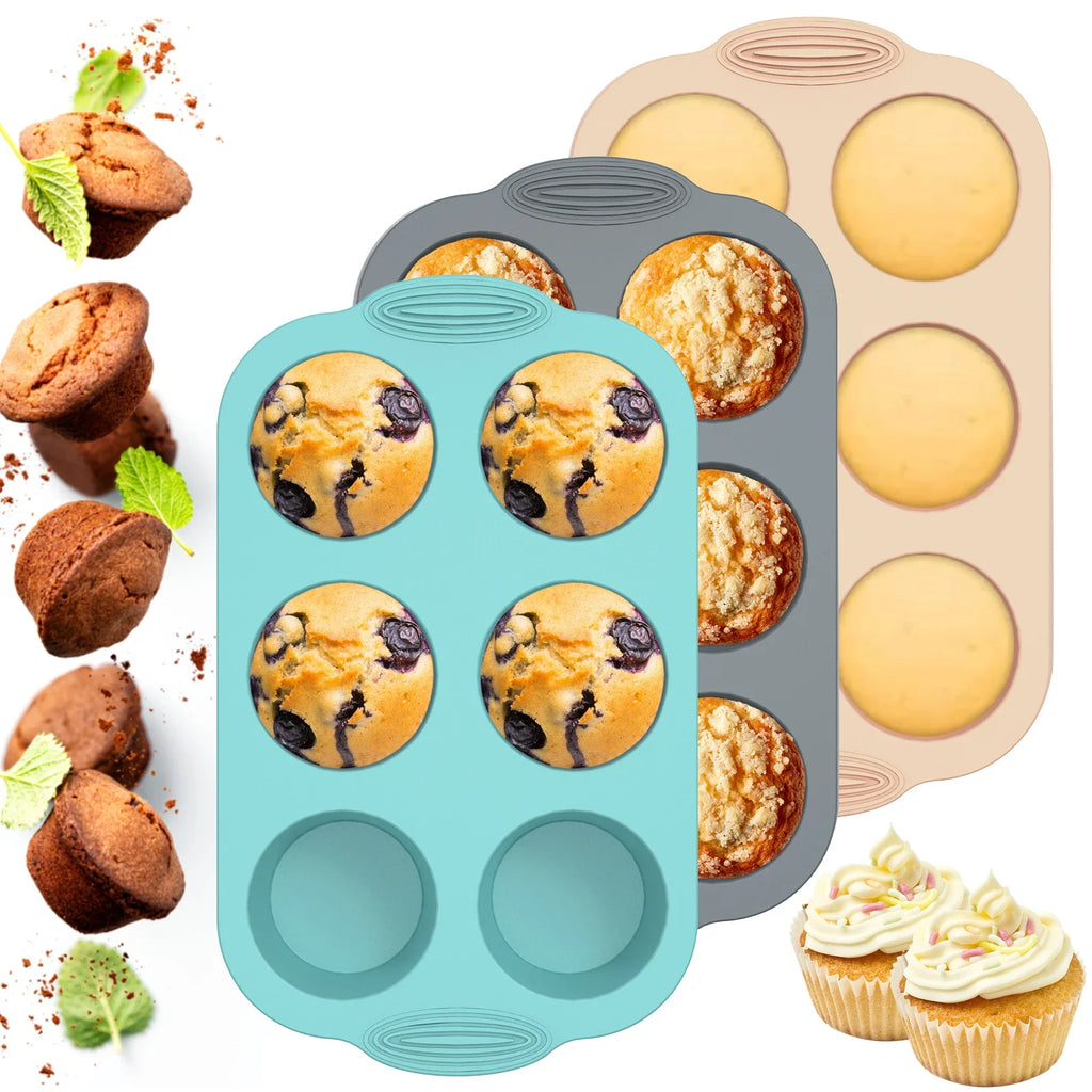 Moule Silicone Muffins & Cupcakes — 6 Cavités Antiadhésif