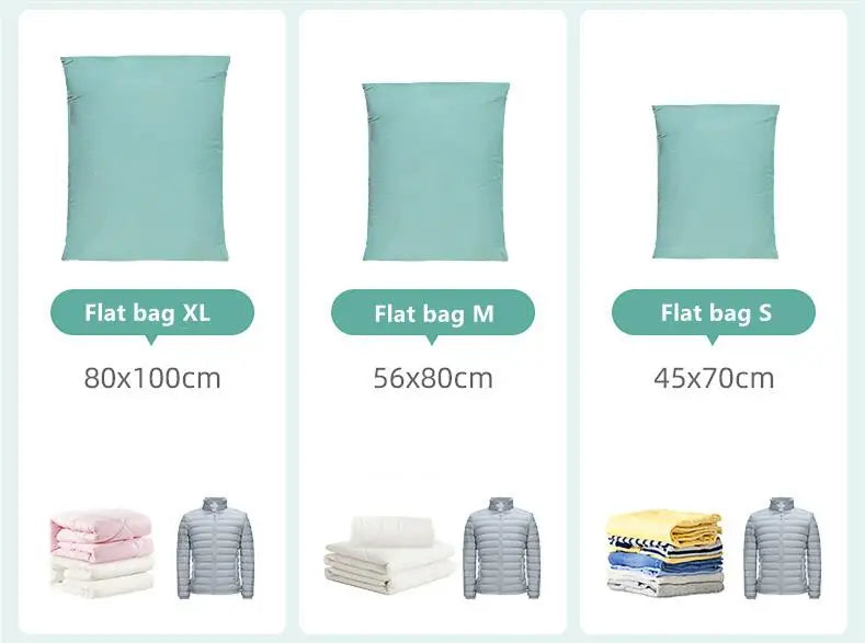 Sacs de rangement sous vide — Sans pompe, gain de place