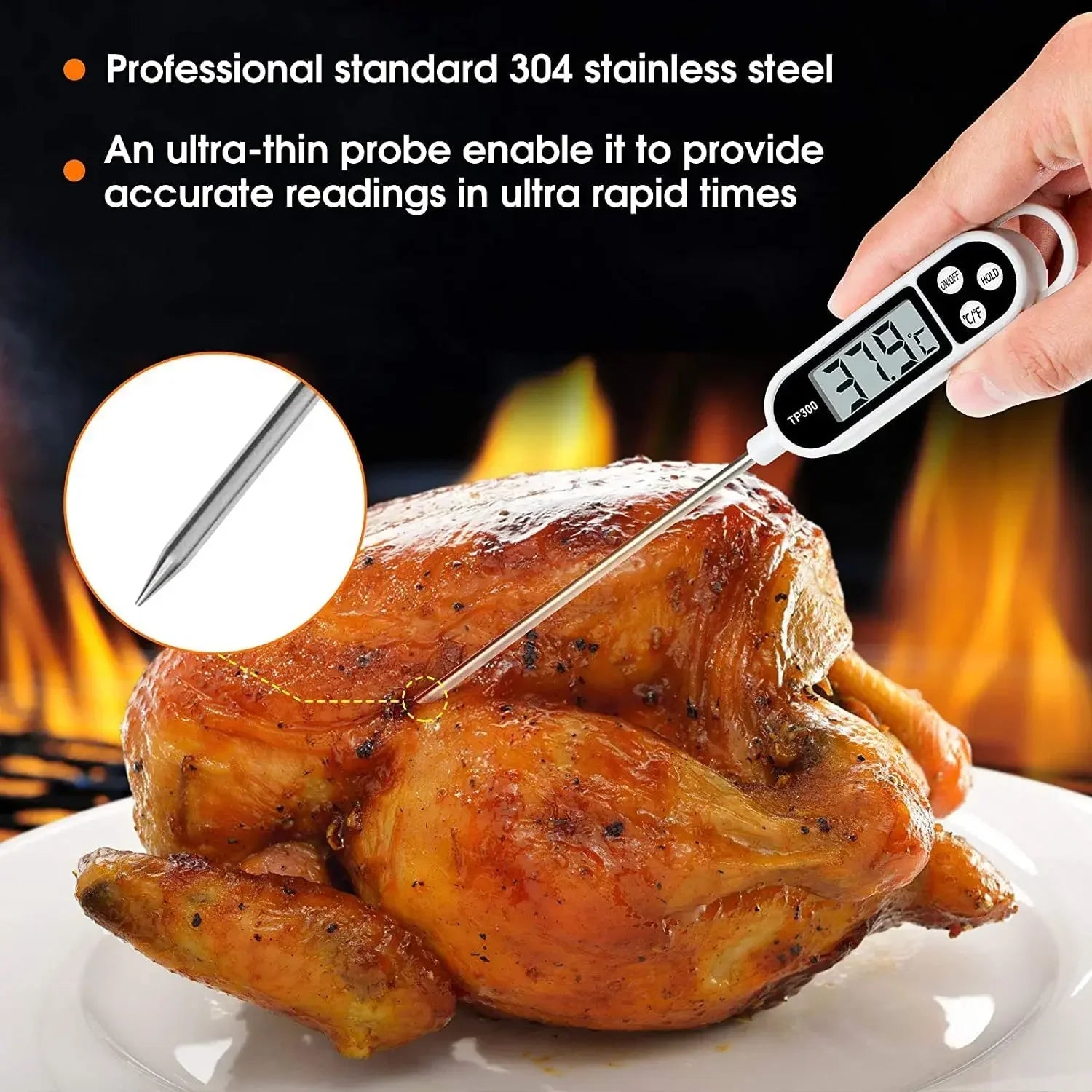 Thermomètre Cuisine Numérique Compact — Sonde LCD
