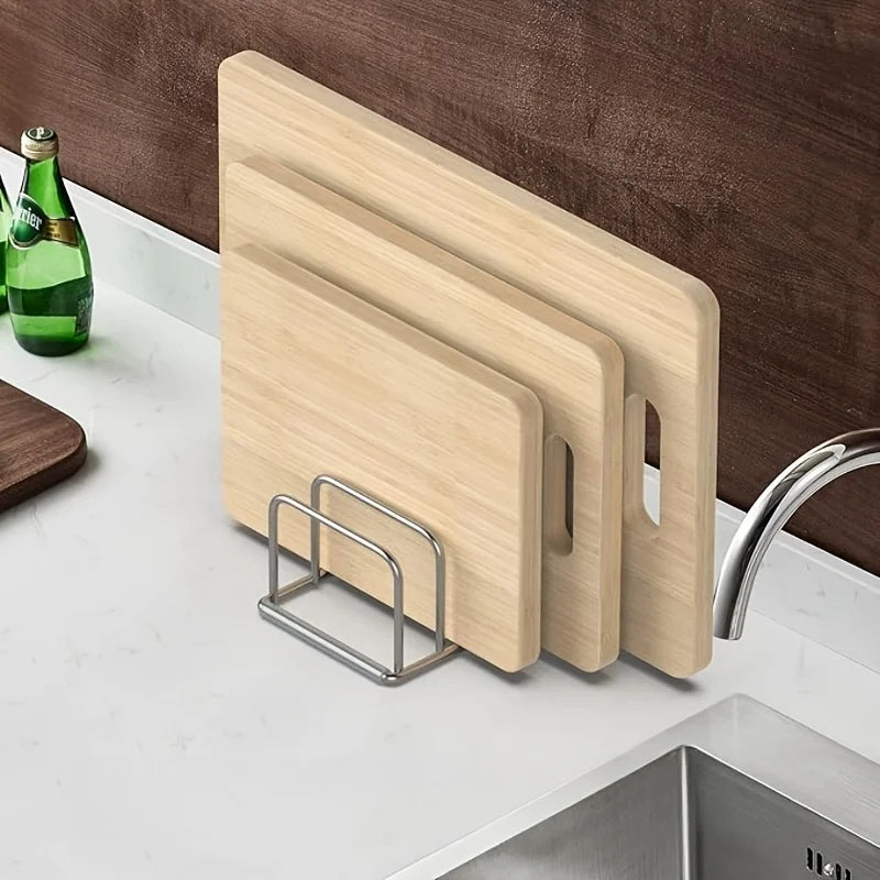 Rangement couvercles & planches — Support inox gain de place