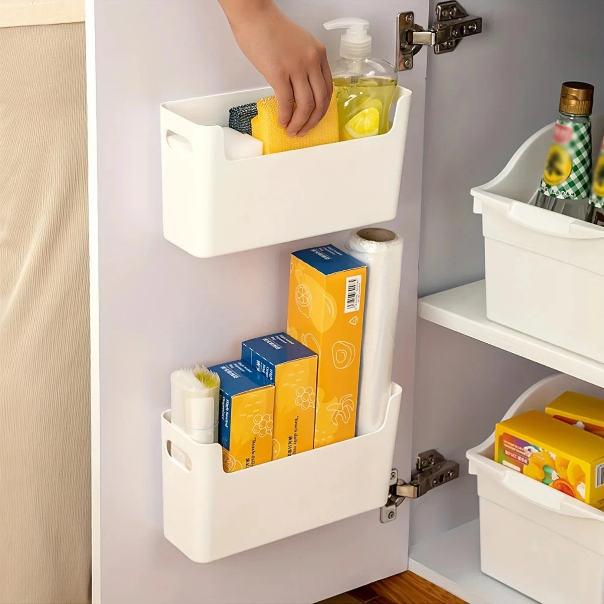 Organisateur mural cuisine — Rangement sacs & films alimentaires