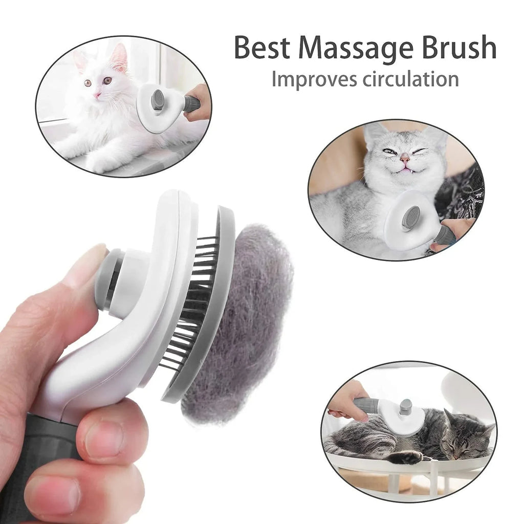 Brosse Auto-Nettoyante Silicone — Chien & Chat Poils Courts/Longs