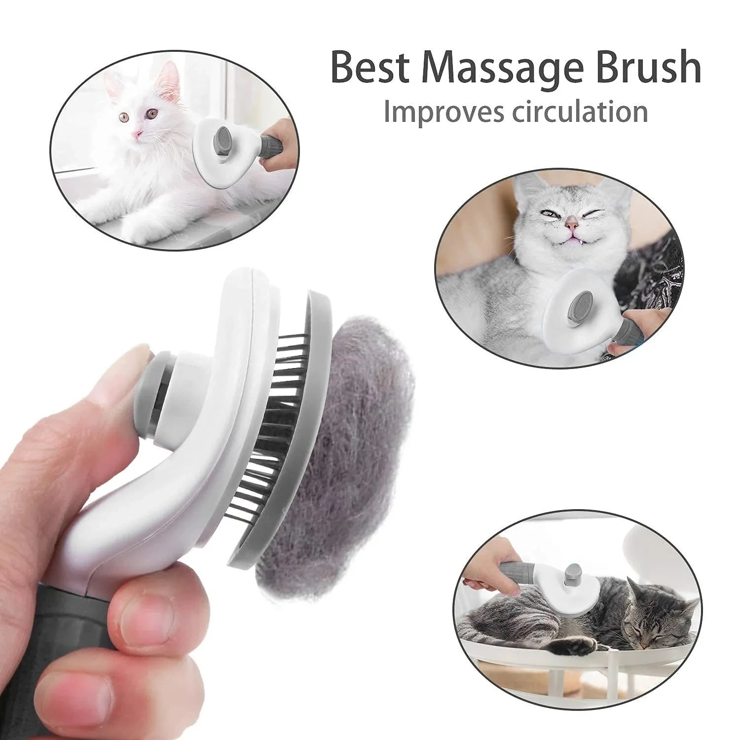 Brosse Auto-Nettoyante Silicone — Chien & Chat Poils Courts/Longs