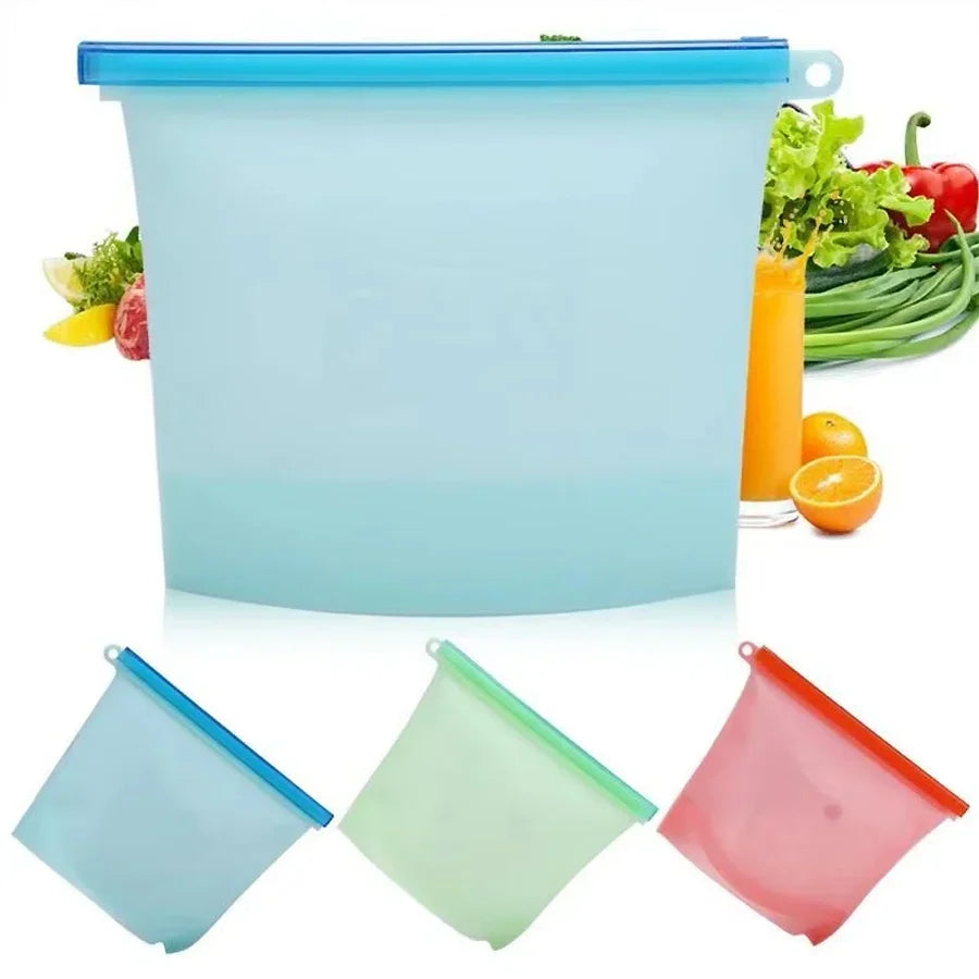 Sac Conservation Silicone 1000ml — Hermétique Réutilisable