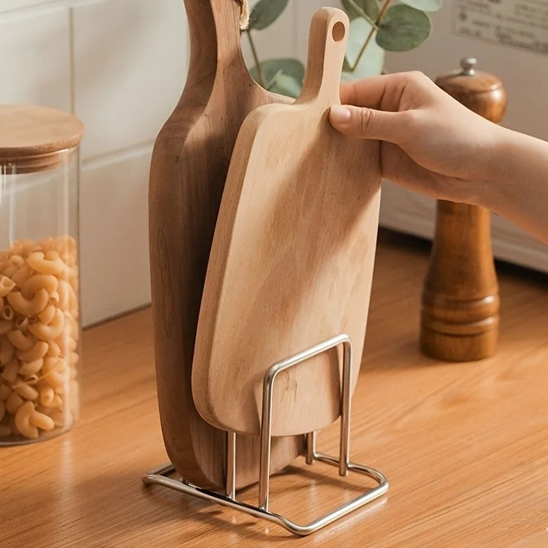 Rangement couvercles & planches — Support inox gain de place