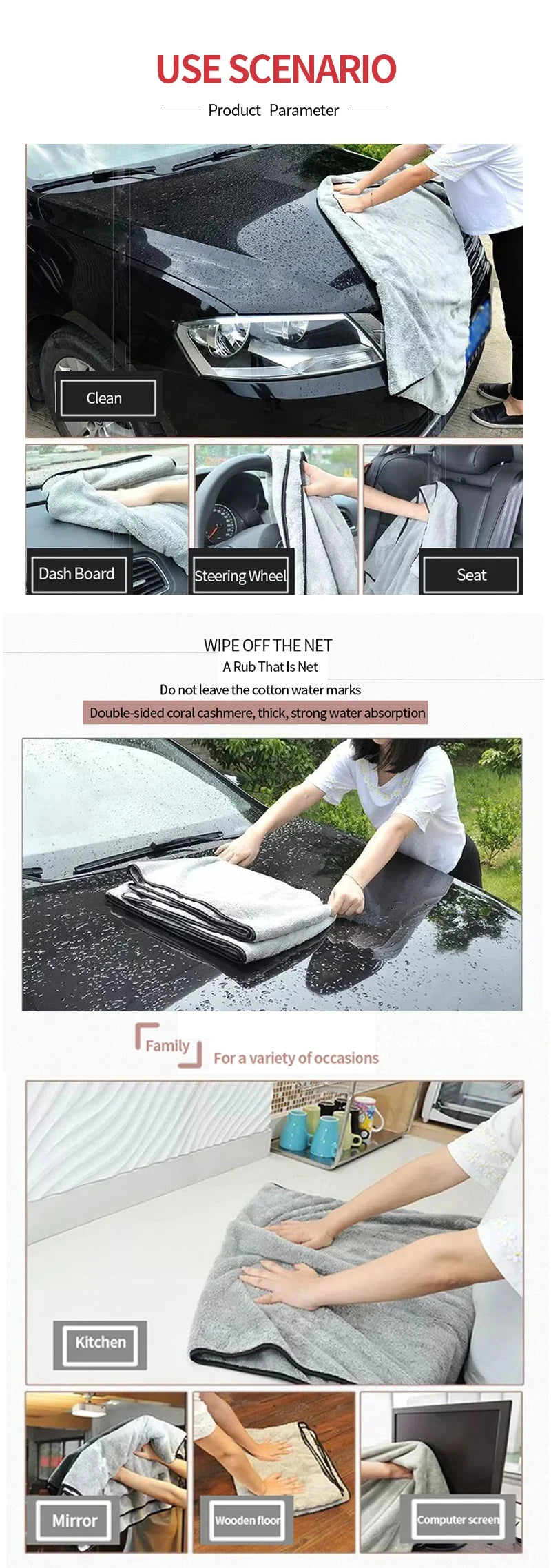 Serviette Microfibre Voiture — Ultra-Absorbante, Lavage Carrosserie