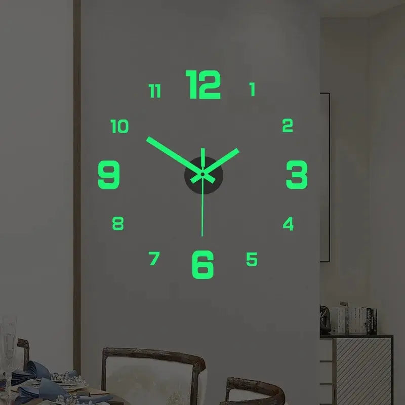 Horloge Murale Silencieuse Lumineuse — Chiffres Phosphorescents, Sans Perçage