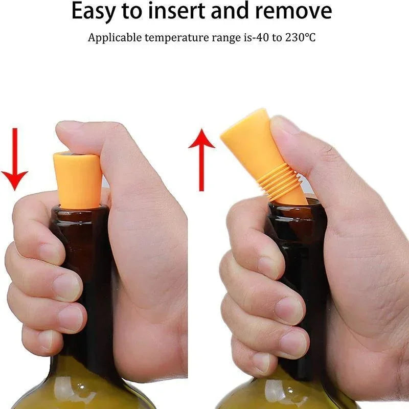 Bouchon Silicone Push Réutilisable — Vin, Bière & Champagne