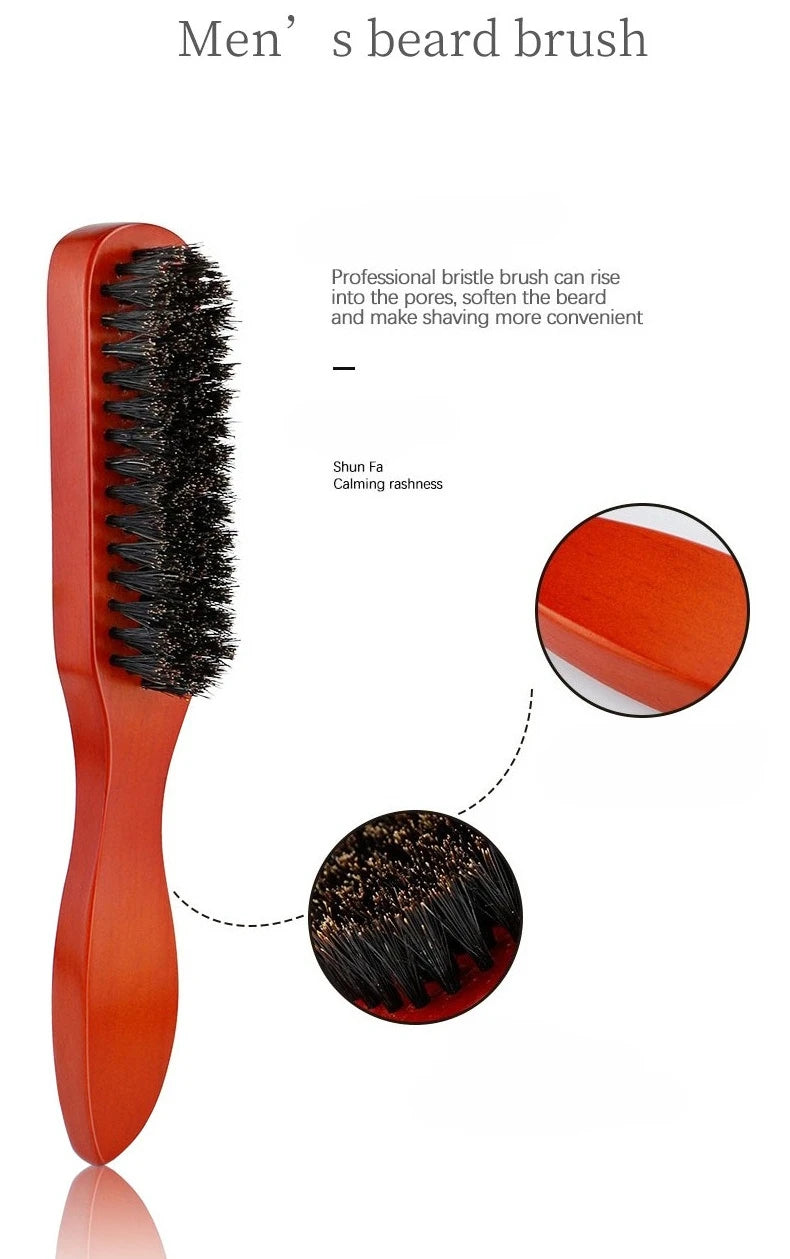 Set Brosse & Peigne Barbe Poils Naturels — Soin Barbe Homme