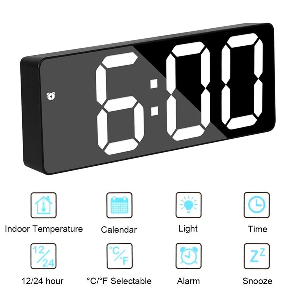 Réveil Digital LED Auto-Dim Température — Chambre