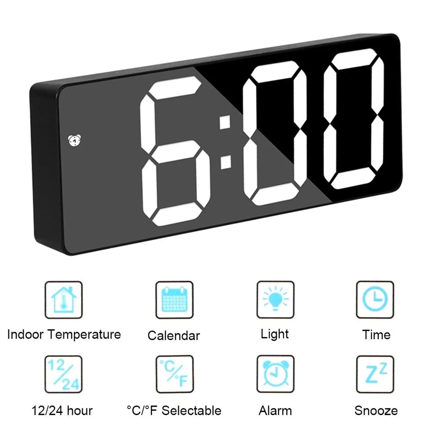 Réveil Digital LED Auto-Dim Température — Chambre
