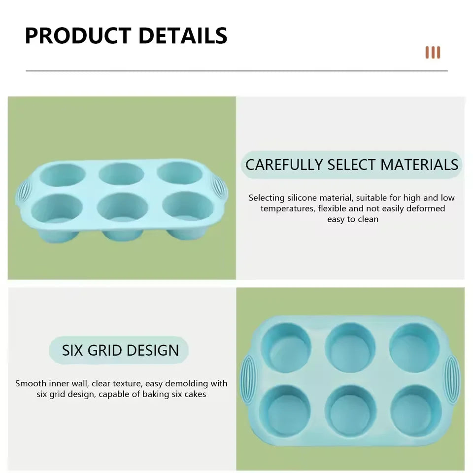Moule Silicone Muffins & Cupcakes — 6 Cavités Antiadhésif