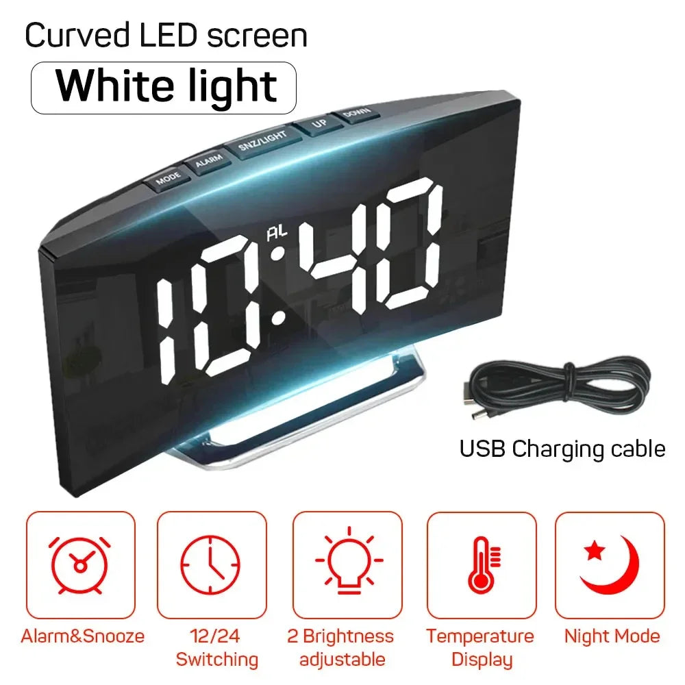 Réveil Digital LED Miroir — Chambre Bureau