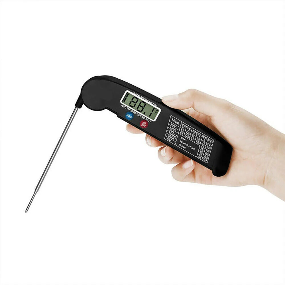 Thermomètre Cuisine Sonde Pliable — Lecture Instantanée LCD